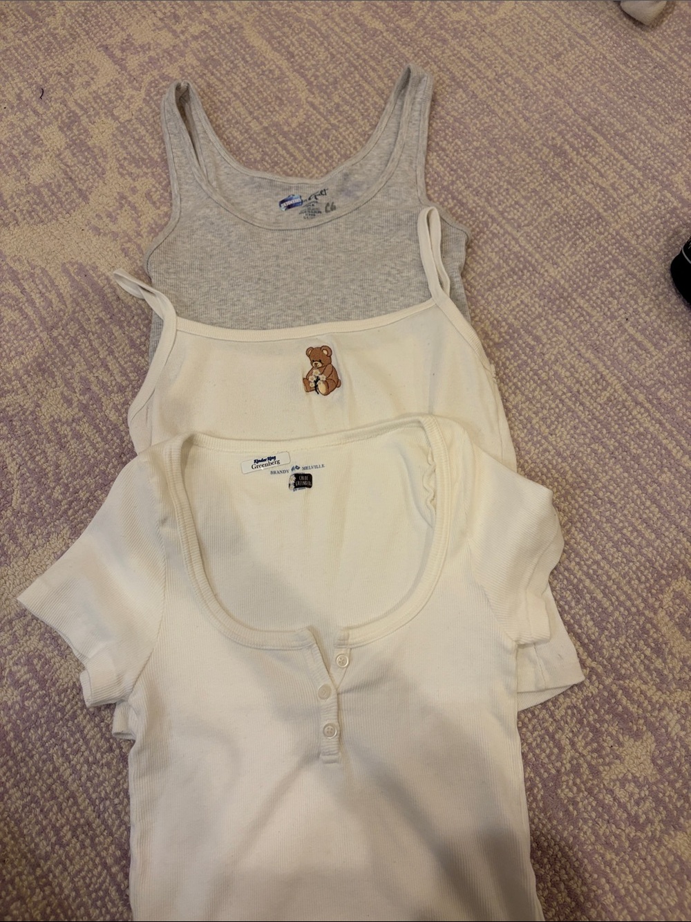 Brandy Melville White & Heather Gray Tank and Tee Set